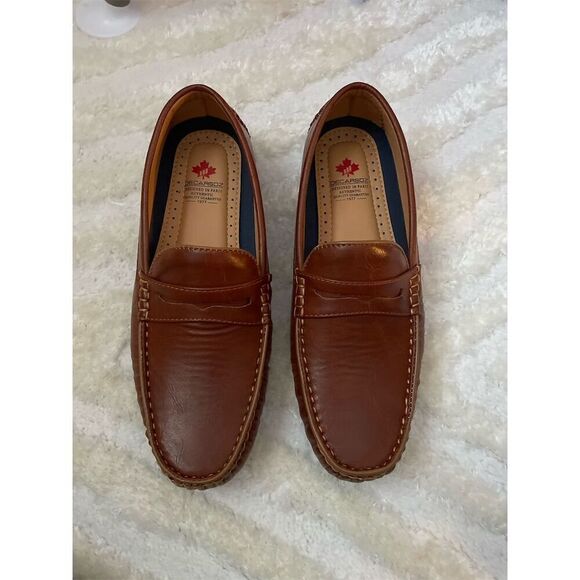 Men's Brown Loafers Slip-On Round Toe Casual Lightweight Anti-Slip - Picture 7 of 9